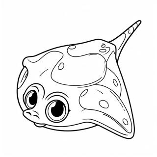 Niedlicher Stingray mit großen Augen Ausmalbild | Stichrochen Ausmalbild
