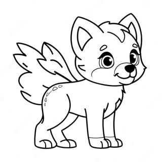 Babywolf mit bunten Flügeln Ausmalbild | Babywolf mit Flügeln Ausmalbild