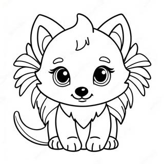 Niedlicher Babywolf mit funkelnden Flügeln Ausmalbild | Babywolf mit Flügeln Ausmalbild