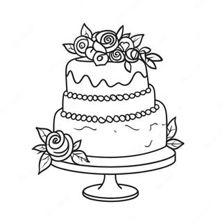 Elegante Hochzeitstorte Ausmalbild | Hochzeitstorte Ausmalbild
