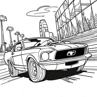 Ford Mustang Rennen in Aktion Ausmalbild | Ford Mustang Ausmalbild