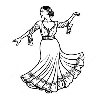 Bunte spanische Flamenco-Tänzerin Ausmalbild | Spanien Ausmalbild