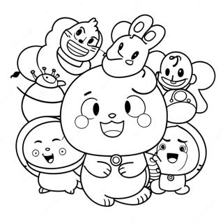 Niedlicher Doraemon mit Freunden Ausmalbild | Doraemon Ausmalbild