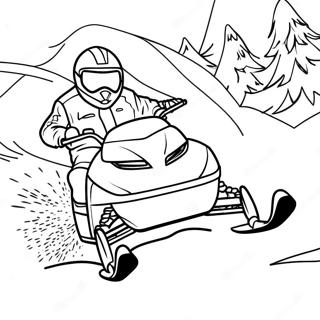 Schnelles Schneemobil-Renn-Ausmalbild | Schneemobil Ausmalbild
