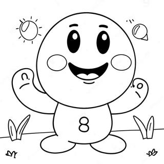 Niedliche Nummer 8 mit Smiley-Gesicht Ausmalbild | Nummer 8 Ausmalbild