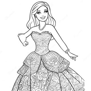 Bibble Barbie in einem Glitzerkleid Ausmalbild | Bibble Barbie Ausmalbild