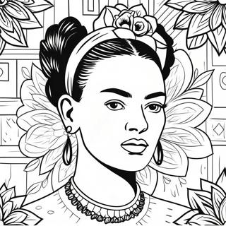 Frida Kahlo Porträt Ausmalbild | Frida Kahlo Ausmalbild