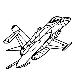 F18 Kampfjet im Flug Ausmalbild | F18 Kampfjet Ausmalbild