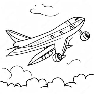747 Flugzeug Hochfliegendes Ausmalbild | 747 Flugzeug Ausmalbild