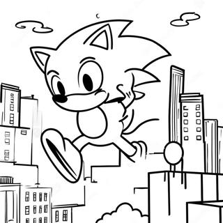 Sonic Schwingt Durch Die Stadt Ausmalbild | Sonic Spiderman Ausmalbild