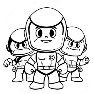 Ausmalbild von Mini Force Helden in Aktion | Mini Kraft Ausmalbild