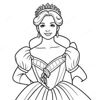 Anastasia in ihrem königlichen Kleid Ausmalbild | Anastasia Ausmalbild