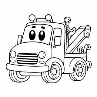 Niedlicher Abschleppwagen mit fröhlichem Gesicht Ausmalbild | Abschleppwagen Ausmalbild