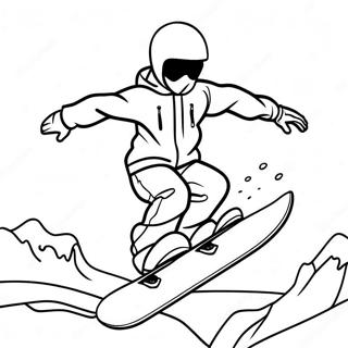 Cooler Snowboarder in Aktion Ausmalbild | Snowboarden Ausmalbild