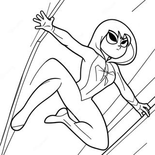 Spider Gwen Actionpose Ausmalbild | Spider Gwen Ausmalbild