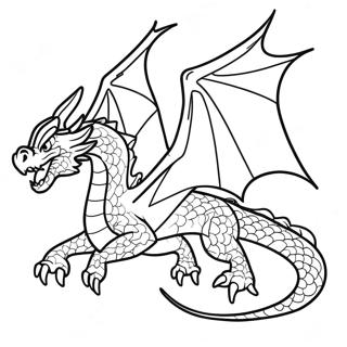 Majestätischer Feuerdrache fliegend Ausmalbild | Feuerdrache Ausmalbild