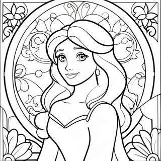 Buntes Disney Prinzessinnen Buntglas Ausmalbild | Disney Buntglas Ausmalbild