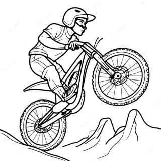 Cooles Ausmalbild von einem Mountainbiker, der springt | Mountainbike Ausmalbild