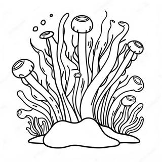 Buntes Seegras Unterwasserszene Ausmalbild | Seegras Ausmalbild