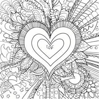 Liebes-Trippy-Herz-Mandala Ausmalbild | Liebe Trippy Ausmalbild