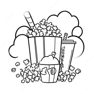 Popcorn und Limonade im Kino Ausmalbild | Kino Ausmalbild