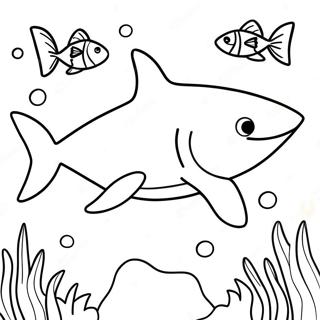 Hai Junge schwimmt im Ozean Ausmalbild | Haifisch Junge Ausmalbild