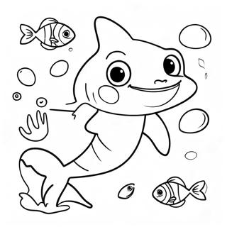 Hai Junge mit bunten Fischen Ausmalbild | Haifisch Junge Ausmalbild