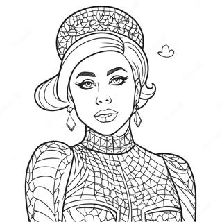 Lady Gaga im glitzernden Outfit Ausmalbild | Lady Gaga Ausmalbild