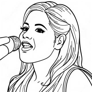 Shakira singend auf der Bühne Ausmalbild | Shakira Ausmalbild