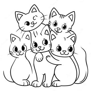 Katze mit verspielten Kätzchen Ausmalbild | Katze mit Kätzchen Ausmalbild