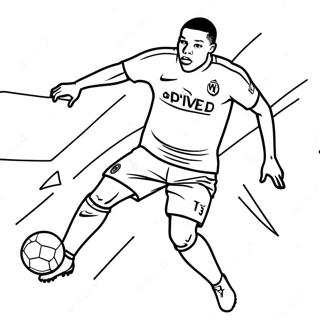 Mbappe Action Shot Ausmalbild | Mbappe Ausmalbild