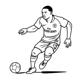 Mbappe Dribbling am Verteidiger vorbei Ausmalbild | Mbappe Ausmalbild