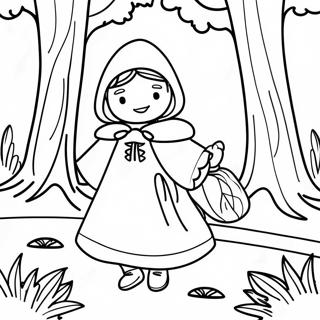 Rotkäppchen im verzauberten Wald Ausmalbild | Rotkäppchen Ausmalbild