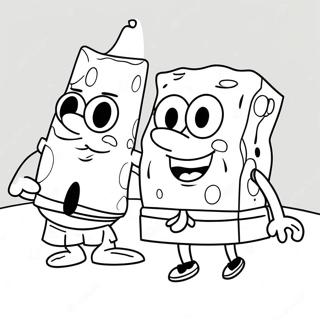 Fröhlicher SpongeBob und Patrick Ausmalbild | SpongeBob und Freunde Ausmalbild