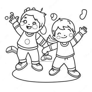 Fröhliche Kinder beim Spielen Ausmalbild | Glück Ausmalbild