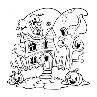 Gruselige Ghouliana im Spukhaus Ausmalbild | Ghouliana Ausmalbild