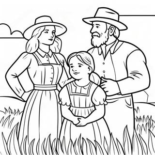 Pionierfamilie in der Prärie Ausmalbild | Pionier Ausmalbild