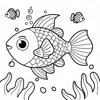 Niedlicher Cartoon Fisch beim Schwimmen Ausmalbild | Schwimmen Ausmalbild