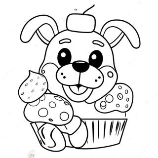 Chica FNAF mit Cupcake Ausmalbild | Chica FNAF Ausmalbild