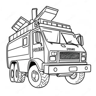 Polizei SWAT-Truck im Einsatz Ausmalbild | SWAT-Lkw Ausmalbild