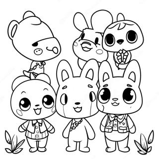 Niedliche Charaktere aus Animal Crossing Ausmalbild | Tierüberquerung Ausmalbild