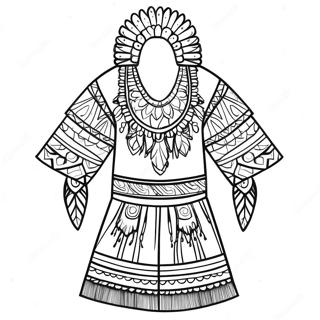 Traditionelle indigene Kleidung Ausmalbild | Ureinwohner Ausmalbild