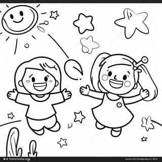 Glückliche Kinder beim Spielen Ausmalbild | Freude Ausmalbild