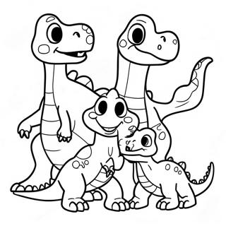 Freundliche Dinosaurierfamilie Ausmalbild | Dino Ranch Ausmalbild
