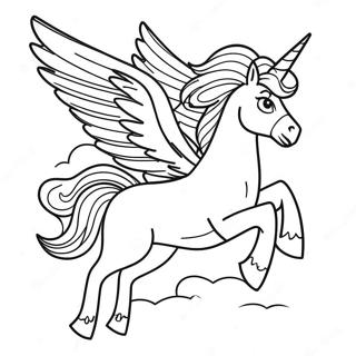 Majestätischer Pegasus im Flug Ausmalbild | Pegasus Ausmalbild