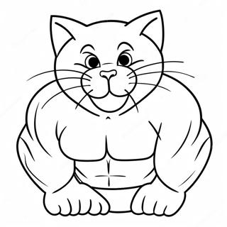 Meowscles beim Muskelspielen Ausmalbild | MiauMuskeln Ausmalbild