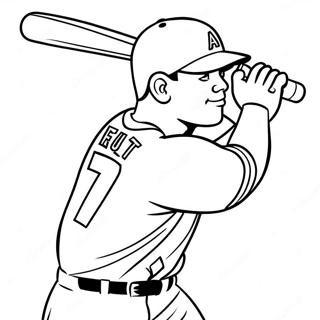 Mike Trout mit Schläger Ausmalbild | Mike Trout Ausmalbild