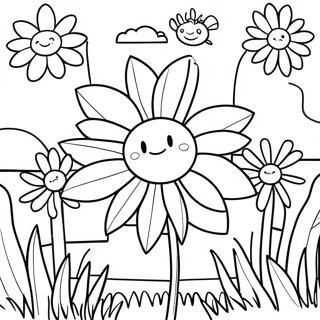 Lebendiger Blumengarten Ausmalbild | Blumen Macht Ausmalbild