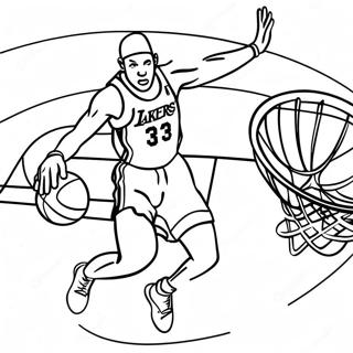Lakers Spieler beim Dunking Ausmalbild | Lakers Ausmalbild