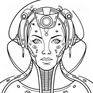 Futuristischer Cyborg mit Laseraugen Ausmalbild | Zyborg Ausmalbild